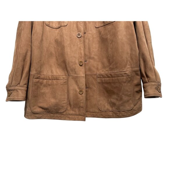 Roundtree Yorke Soft Suede Leather Barn Chore Coat Jacket Large Brown Western - Picture 5 of 16